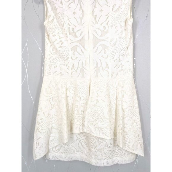 BCBGMaxAzria White Lace Isabel Draped-Side Peplum Dress $185 - Picture 12 of 12